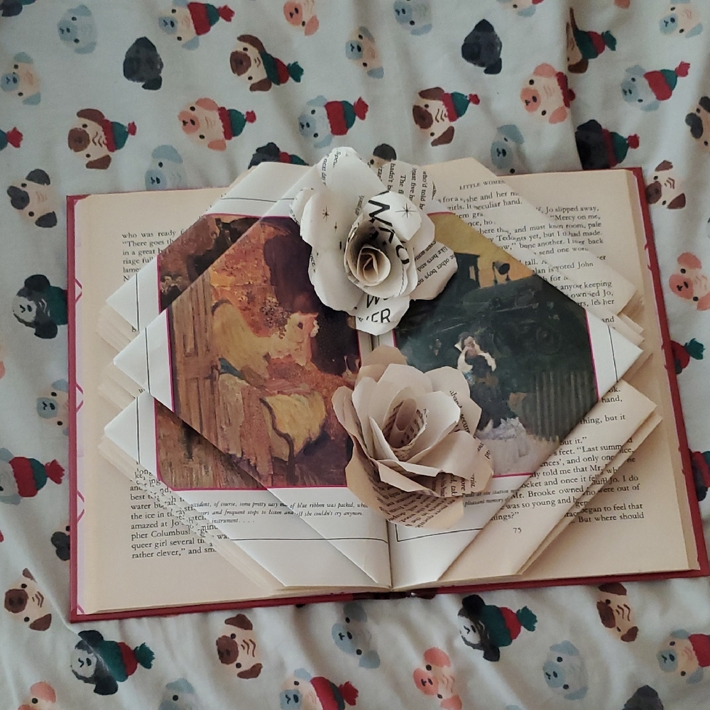 Handcrafted Book Art with Paper Flowers Book Is Little Woman